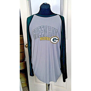 Green Bay Packers Women's Sleep Shirt XL Green/Gray Long Sleeve Poly/Spandex NFL